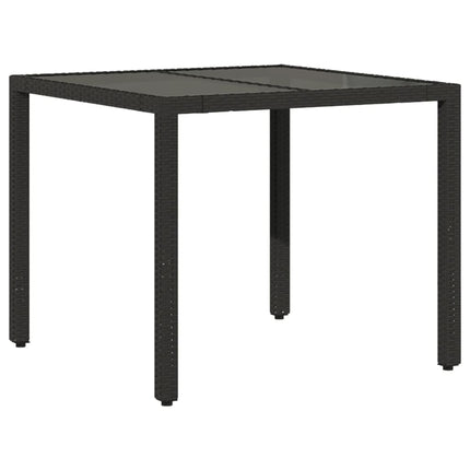 Matgrupp för trädgård med dynor 3 delar svart konstrotting&glas