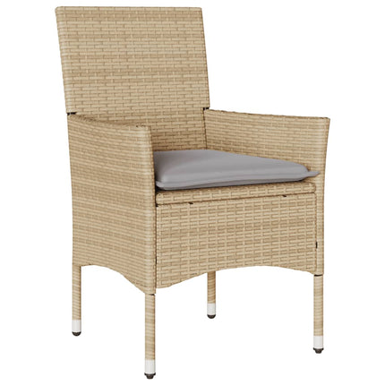 Matgrupp för trädgård med dynor 5 delar beige konstrotting&glas
