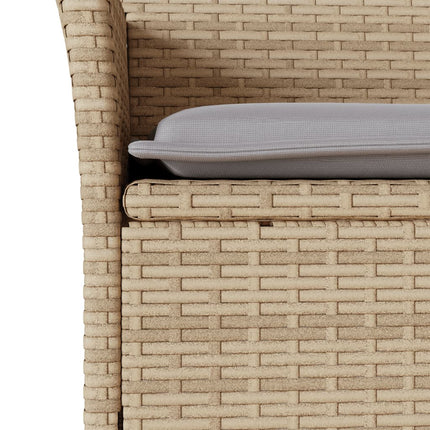 Matgrupp för trädgård med dynor 7 delar beige konstrotting&glas