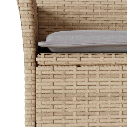 Matgrupp för trädgård med dynor 9 delar beige konstrotting&glas