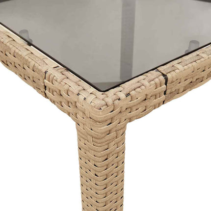 Matgrupp för trädgård med dynor 9 delar beige konstrotting&glas