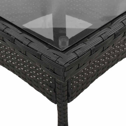 Matgrupp för trädgård med dynor 3 delar svart konstrotting&glas