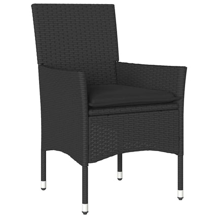 Matgrupp för trädgård med dynor 5 delar svart konstrotting&glas