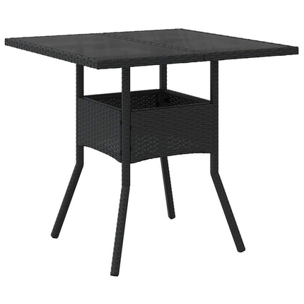 Matgrupp för trädgård med dynor 5 delar svart konstrotting&glas