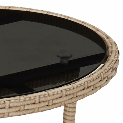 Matgrupp för trädgård med dynor 3 delar beige konstrotting&glas