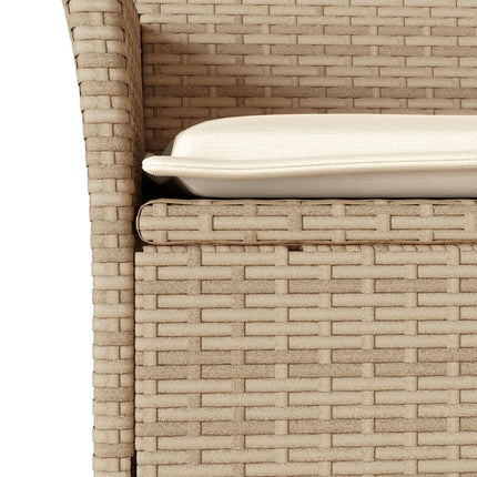 Matgrupp för trädgården 3 delar med dynor beige konstrotting