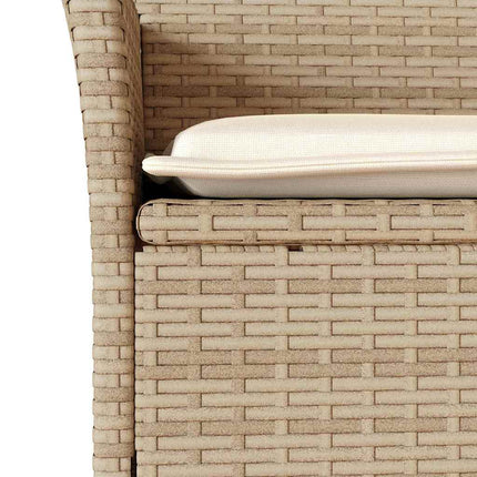 Matgrupp för trädgård med dynor 5 delar beige konstrotting&glas