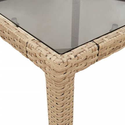 Matgrupp för trädgård med dynor 9 delar beige konstrotting&glas