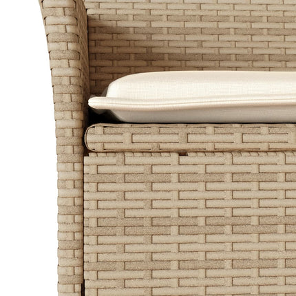 Matgrupp för trädgården 3 delar med dynor beige konstrotting