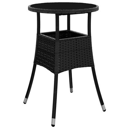 Matgrupp för trädgård med dynor 5 delar svart konstrotting&glas