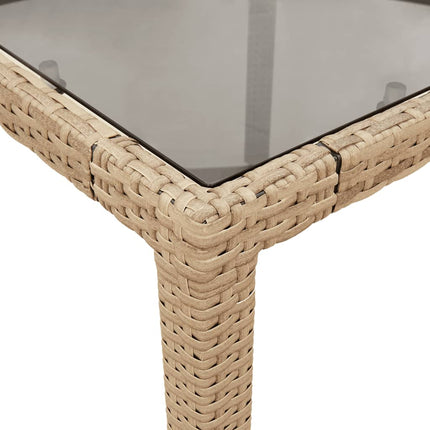 Matgrupp för trädgård med dynor 9 delar beige konstrotting&glas