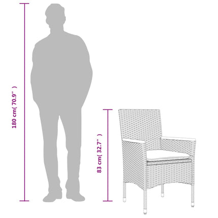 Bistrogrupp med dynor 3 delar grå konstrotting och akaciaträ