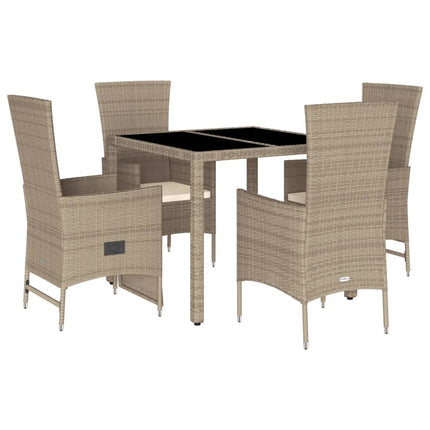 Matgrupp för trädgården med dynor 5 delar beige konstrotting