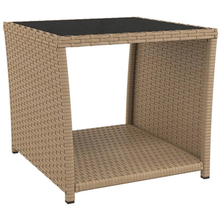 Matgrupp för trädgården 3 delar med dynor beige konstrotting