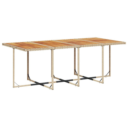 Matgrupp för trädgården med dynor 9 delar beige konstrotting