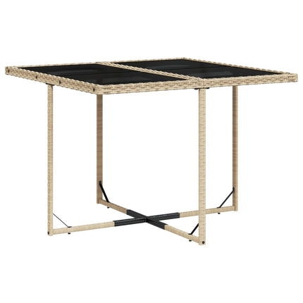 Matgrupp för trädgården med dynor 9 delar beige konstrotting