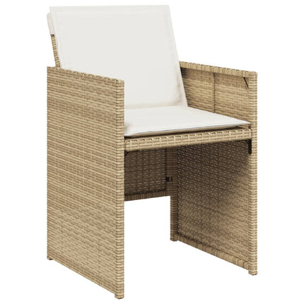 Matgrupp för trädgården med dynor 9 delar beige konstrotting
