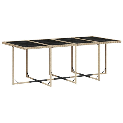 Matgrupp för trädgården med dynor 13 delar beige konstrotting