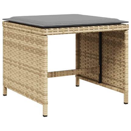 Matgrupp för trädgården m. dynor 15 delar mixbeige konstrotting