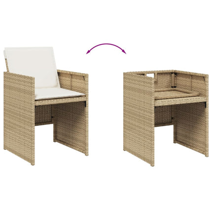Matgrupp för trädgården med dynor 17 delar beige konstrotting