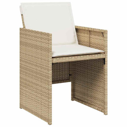 Matgrupp för trädgården med dynor 11 delar beige konstrotting