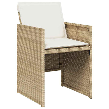 Matgrupp för trädgården med dynor 13 delar beige konstrotting