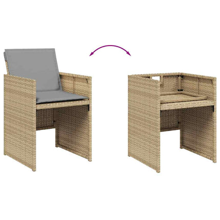 Matgrupp för trädgården m. dynor 15 delar mixbeige konstrotting