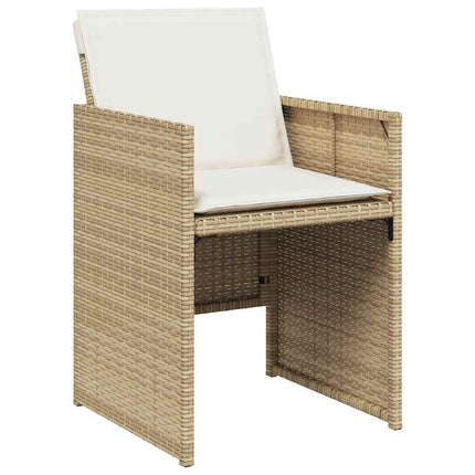 Matgrupp för trädgården med dynor 17 delar beige konstrotting