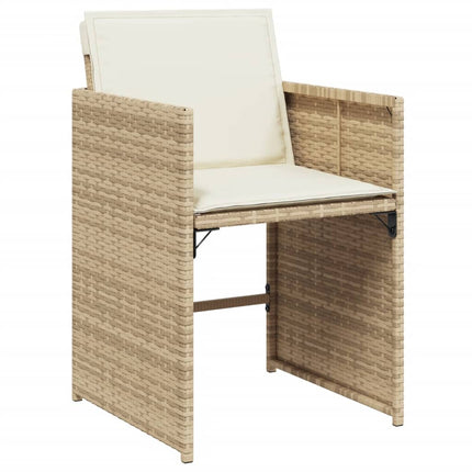 Matgrupp för trädgården med dynor 9 delar beige konstrotting