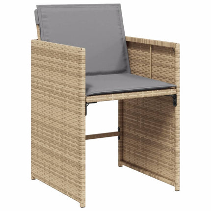 Matgrupp för trädgården med dynor 11delar mixbeige konstrotting