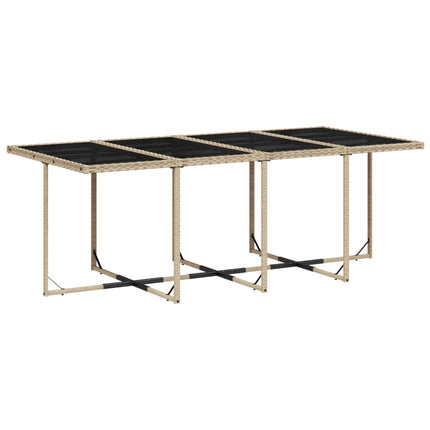 Matgrupp för trädgården med dynor 13 delar beige konstrotting