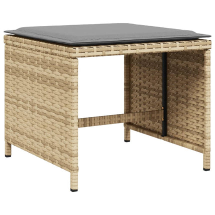 Matgrupp för trädgården m. dynor 15 delar mixbeige konstrotting