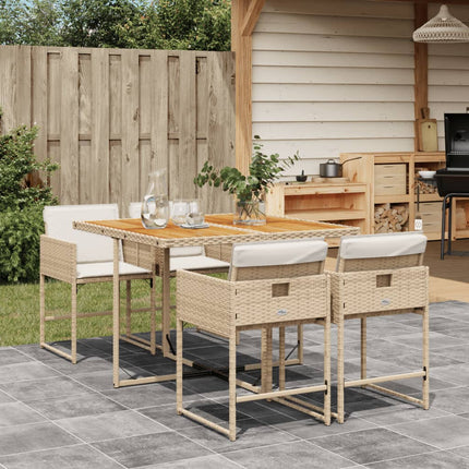 Matgrupp för trädgården med dynor 5 delar beige konstrotting