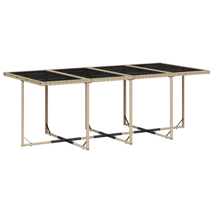 Matgrupp för trädgården med dynor 9 delar beige konstrotting