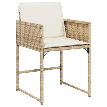 Matgrupp för trädgården med dynor 9 delar beige konstrotting