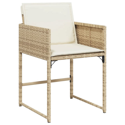 Matgrupp för trädgården med dynor 11 delar beige konstrotting
