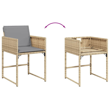 Matgrupp för trädgården med dynor 17delar mixbeige konstrotting