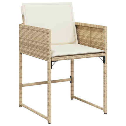 Matgrupp för trädgården med dynor 11 delar beige konstrotting