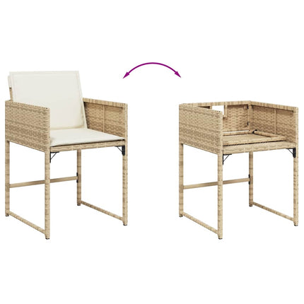 Matgrupp för trädgården med dynor 15 delar beige konstrotting