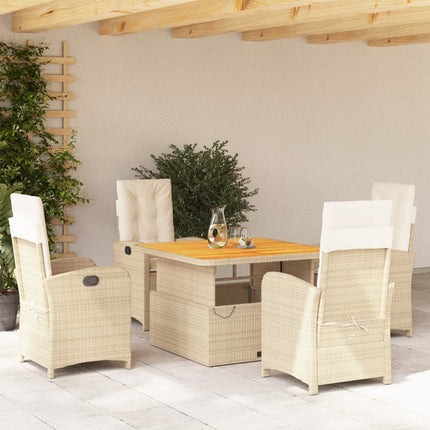 Matgrupp för trädgården med dynor 5 delar beige konstrotting