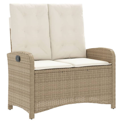 Matgrupp för trädgården med dynor 2 delar beige konstrotting
