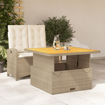 Matgrupp för trädgården med dynor 2 delar beige konstrotting