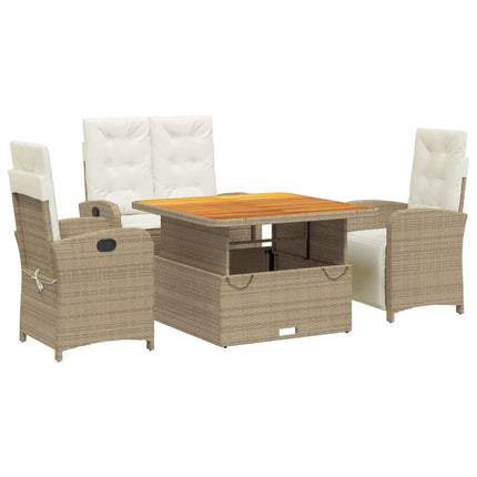 Soffgrupp för trädgården med dynor 4 delar beige konstrotting