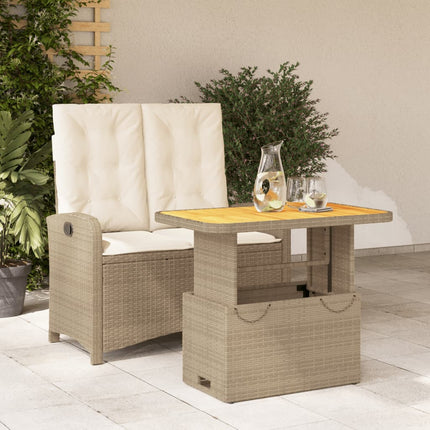 Matgrupp för trädgården med dynor 2 delar beige konstrotting