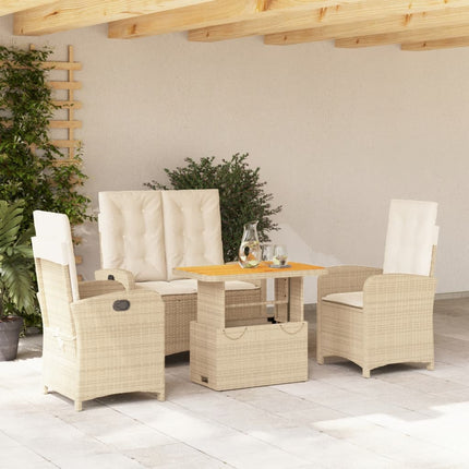 Soffgrupp för trädgården med dynor 4 delar beige konstrotting
