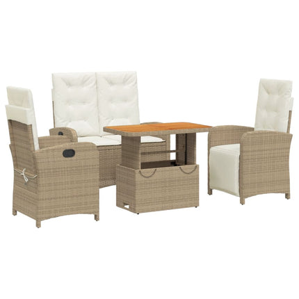 Soffgrupp för trädgården med dynor 4 delar beige konstrotting