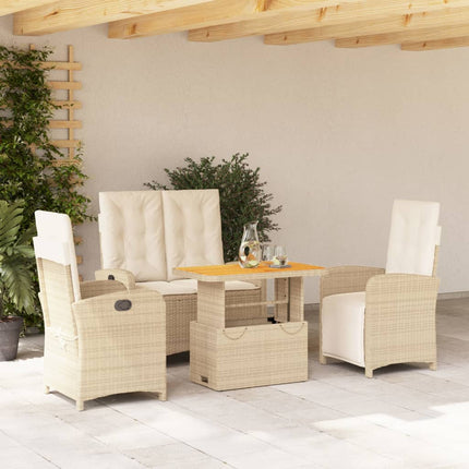 Soffgrupp för trädgården med dynor 4 delar beige konstrotting