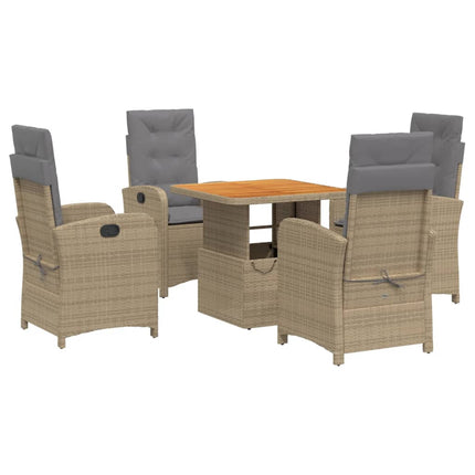 Matgrupp för trädgården med dynor 5 delar beige konstrotting