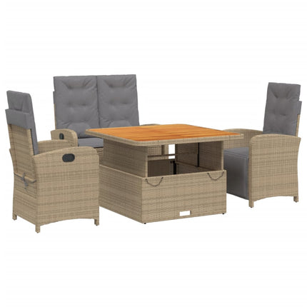 Soffgrupp för trädgården med dynor 4 delar beige konstrotting