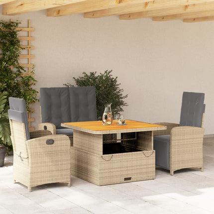Soffgrupp för trädgården med dynor 4 delar beige konstrotting